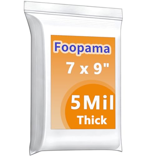 7 x 9 inches Thick 5 Mil Clear Zip Plastic Bags Lock Reclosable Poly Bag Seal Storage Bags With Zipper for Cards Envelopes Snacks Heavy-Duty 20Pack