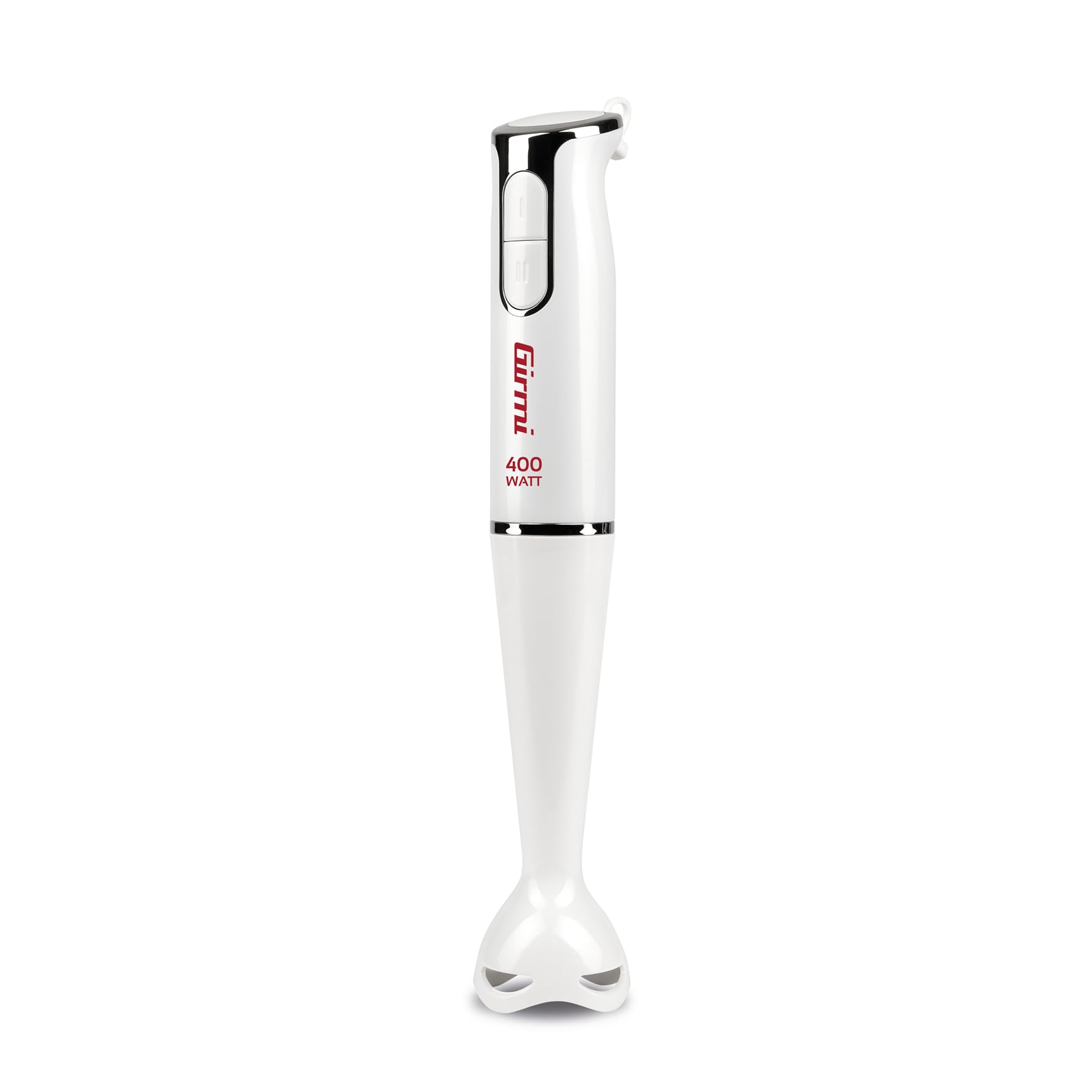 Girmi MX04 Frullatore a Immersione 400 Watt 2 velocità Motore DC Lame INOX Fusto smontabile Impugnatura Ergonomica Bianco