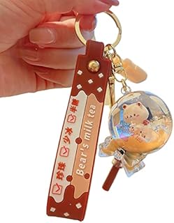 PonPom Cute Bubble Tea Keychain Boba Bear Key Ring Pendant Doll for Girl
