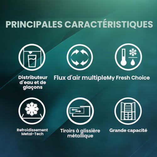 Réfrigérateur Américain Hisense RQ760N4SBFE No Frost 179 cm 584 E Acier Inox Wifi - vue 9