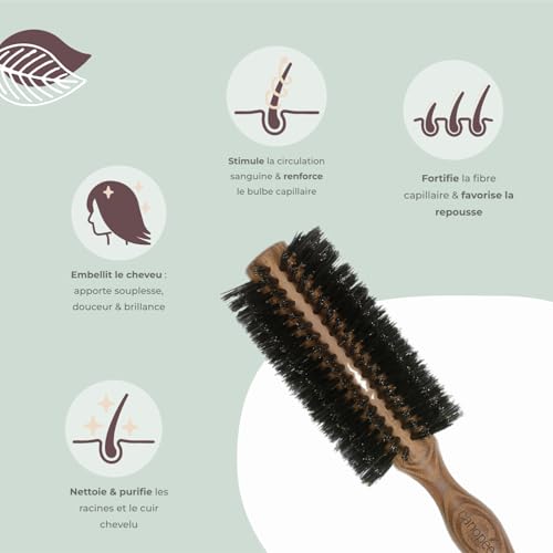 Cepillo de pelo redondo SOFÁ con cerdas 100% puro jabalí para un brillo natural 3