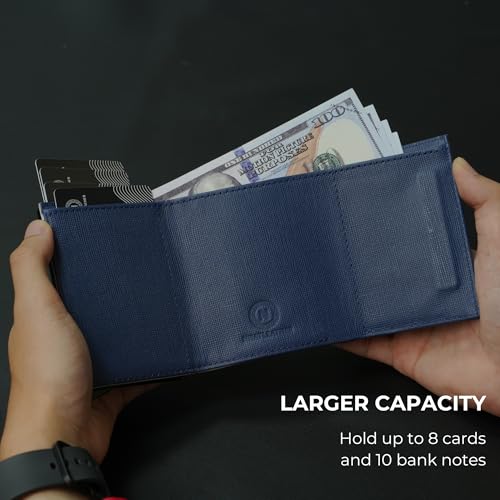 Leather Pop Up Wallet For Men, Push Up Cards Holder Wallet RFID Blocking For Men, Genuine Leather Trifold Smart Wallet Cash Slots With Gift Box2