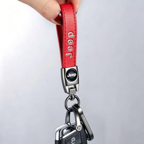 Image of Car Leather Keychain Key Ring Accessories red