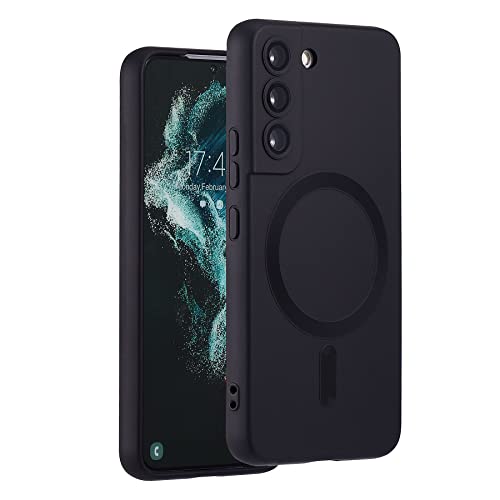 Image of Magnetic Case for Samsung Galaxy S21 Plus, Soft Silicone Phone Case with Camera Protection, Anti-Scratch S21 Case Compatible with MagSafe, Black