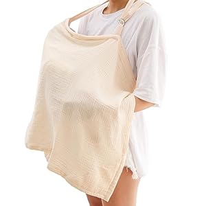Muslin Nursing Cover for Travel Baby Breastfeeding, Muslin Cotton Privacy Nursing Cover, Feeding Cover for Mom Breathable, Multi-use Nursing Apron,Nursing Scarf, Baby Shower for Boys & Girls Gifts