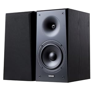 VEVOR Passive Bookshelf Speaker, 300W, Book Shelf Stereo Speakers with 6.5-Inch Woofer and 1-Inch Tweeter, Detachable Grille, 55Hz-20KHz Frequency Response, Wooden Enclosure, for Home Theater (1 Pair)