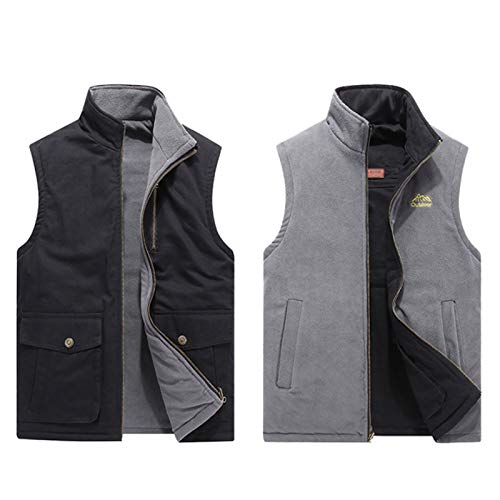 GAOHONGMEI Mens klassieke katoen militaire vest Gilets dubbelzijdige outdoor multi pocket vest mouwloze jack-zwart-l - Afbeelding 4