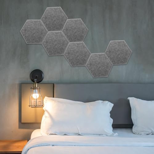 Paneles acústicos hexagonales 8 piezas, paneles absorbentes de sonido, fieltro para insonorización, paneles adhesivos para pared, reducción de ruido, gris oscuro miniatura 3