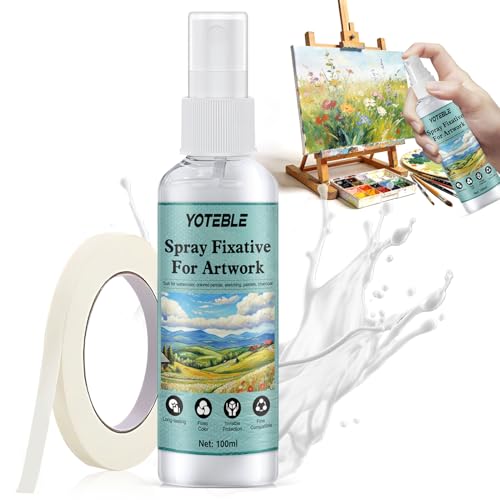Workable Fixative Spray, Fixative Spray for Art - Matte Finish, Long-Lasting Protection for Pencil Drawings, Pastels, Charcoal & Watercolor - Quick-Drying Clear Coating, 100ml