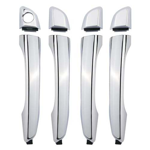 HONFQP Chrome Exterior Door Handles, 4PCS Front Rear Left Driver