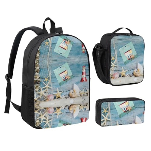 Sac à dos imprimé phare étoile de mer léger avec kit repas taille unique - 2