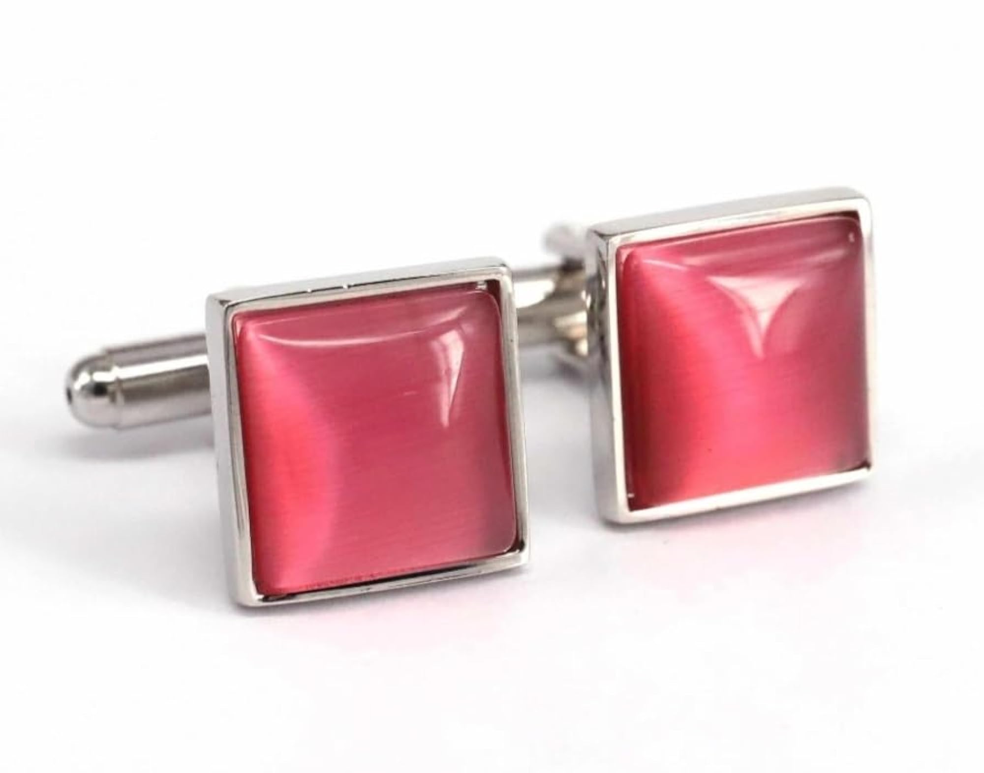 Designer Dark Pink Crystal Stone Square Cufflinks, Corporate Gift