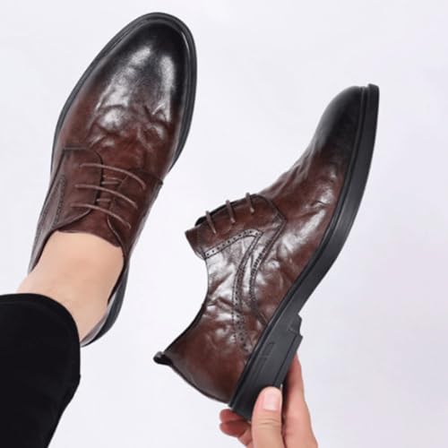 Business Oxford Shoes for Men's French Leather Lace-up Cap Toe Design Business Tuxedo Wedding Non Slip Block Heel Anti-Slip Formal2