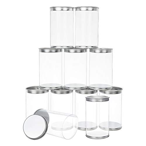 PH PandaHall 20 Pack Mini Clear Plastic Cans for Beads, Glitter, Slime, Paint or Seed Storage Arts, Crafts and Party Favor Cans(3.2inch Tall)