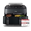Philips Steam Airfryer Dual Basket 5000 Series, Heißluftfritteuse & Dampfgarer in einem Gerät, 9L 2 Körbe, RapidAir Plus Technologie, 19 Kochfunktionen, 90% weniger Fett, Dampfreinigung (NA550/00)