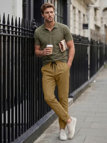 Image of JMIERR Mens Cotton Stretch Joggers Casual Twill Athletic Track Pants