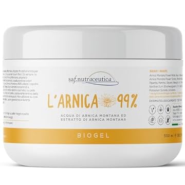 Saf.Nutraceutica - Biogel Extra Forte Arnica Montana 99% | Arnica Cavalli Uso Umano | Azione Rapida e Rinfrescante | Vegan e Naturale | Made in Italy, Marrone Scuro, 500 ml