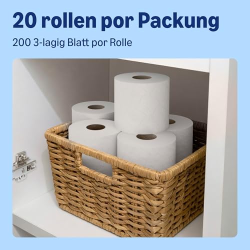 by Amazon Classic Toilettenpapier, 3-lagig, 20 Rollen (1 Packung mit 20), 200 Blatt pro Rolle, FSC-zertifiziert