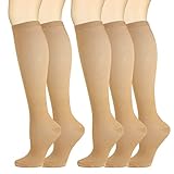 Weekend Peninsula 5 Paar Kompressionsstrümpfe Kniestrümpfe Stützstrümpfe Laufsocken für Damen & Herren, Sport, Laufen, Flug, Reisen, Schwangerschaft, Medizinische Kompressionssocken (M, Braun)