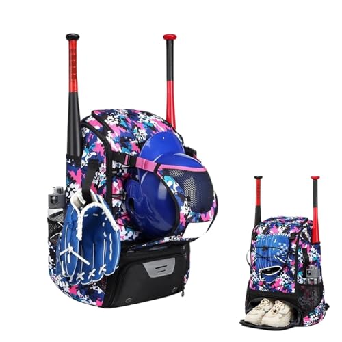 Mochila grande de béisbol con gancho de valla y correas ergonómicas ajustables