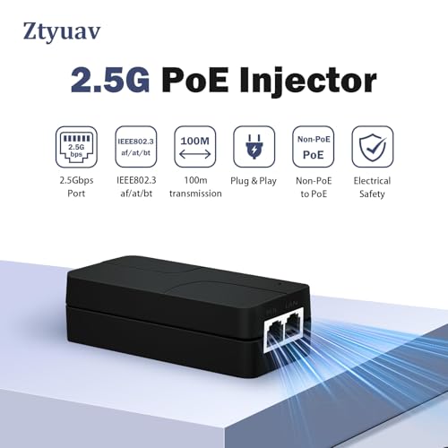 Image of 2.5G PoE+ Injector 30W Non-PoE to PoE Adapter with 2 RJ-45 Ports - 100 /1000 /2500Mbps, IEEE 802.3af /at Compliant, Plug & Play, Distance Up to 100m (328 ft.), Ideal for IP Phones, IP Camera
