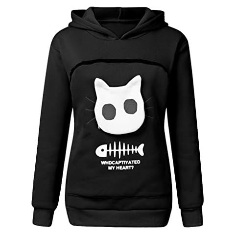 Women's Cat Pouch Sweatshirt Hooded Pullover Cover