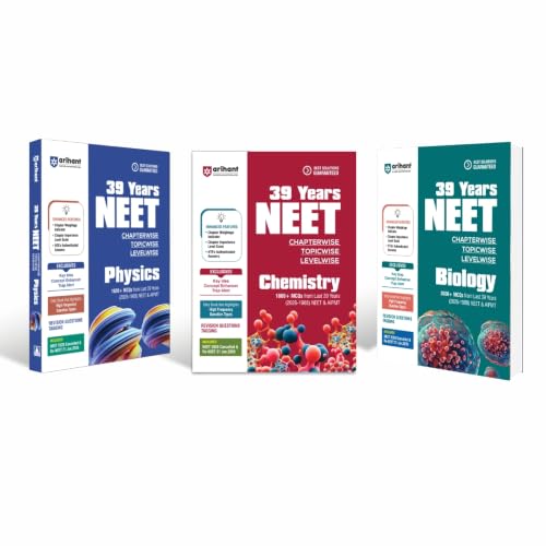 Image of Arihant 39 Years NEET Chapterwise Topicwise Levelwise Physics, Chemistry, Biology | 1800+ PYQs from NEET & AIPMT (2026-1988) | NTA Authenticated Solutions with Revision Question Tagging