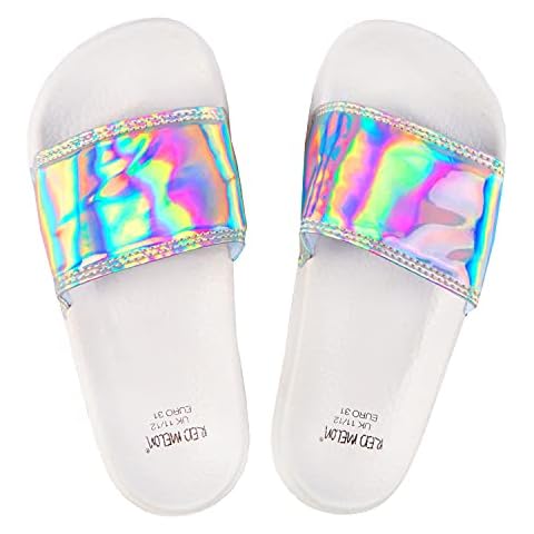 Metzuyan Girls Iridescent Glitter Flip Flops Cover