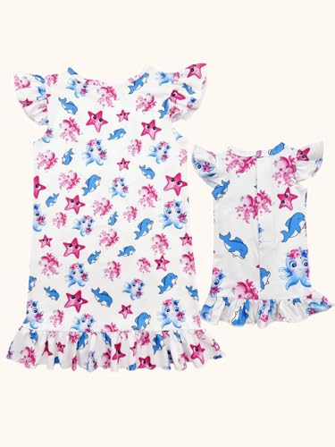 Bow Dream Girl Dress and Matching American Girl Doll Clothes for Girls White Starfish Size 1102
