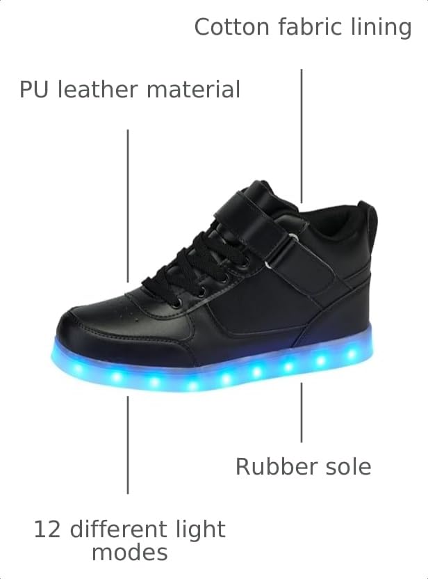 Image of SANYES LED Light Up Shoes for Men Women, USB Rechargeable High Top Glowing Sneakers, Luminous Dancing Shoes