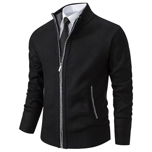 Pull en tricot pour homme ajusté et zippé avec poches avant