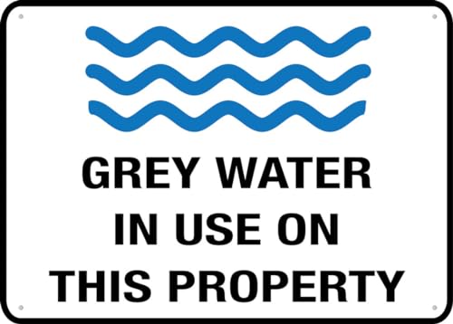 Notice Sign, Property Grey Water Recycling System In Use Visitor Public Awareness Vintage Decor Marker, Rust Free Aluminum 8x12 Inch, Wall Plaque For Kitchen Farm Garage Indoor Outdoor