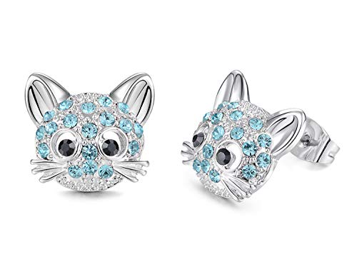 Lanqueen Kitty Earrings for Little Girls Hypoallergenic Stainless Steel Cat Stud Earrings for Gilr Teens Daughter Birthday Gift