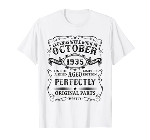 Las Leyendas Nacen En Octubre 1935 Regalo 89 Años Cumpleaños Camiseta