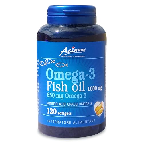Acinum Omega-3 Olio di Pesce, 1400 mg, Fonte di EPA e DHA 120 Capsule Molli