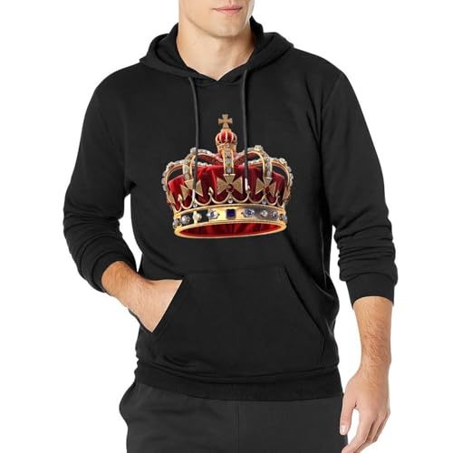 England Crowned Unisex Casual Hoodies Long Sleeve Lightweight Pullover Tops Loose Sweatshirt with Pocket