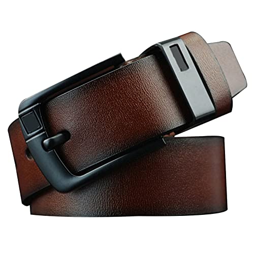 Ganghuo Herren Ledergürtel Retro Legierung Pin D Form Schnalle Denim Gürtel Geschenk für Männer Cover