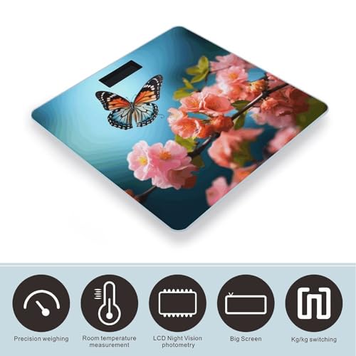 Báscula Digital de Baño Mariposa con Flores Precisión Alta miniatura 3