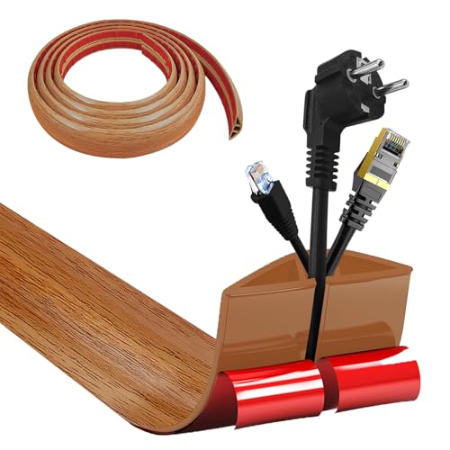 Canaleta para cables autoadhesiva, base para puente de cables, 5 cm x 300 cm, PVC flexible, plana, cubierta para cables de suelo, protección de cables, bandeja para todos los cables de alimentación