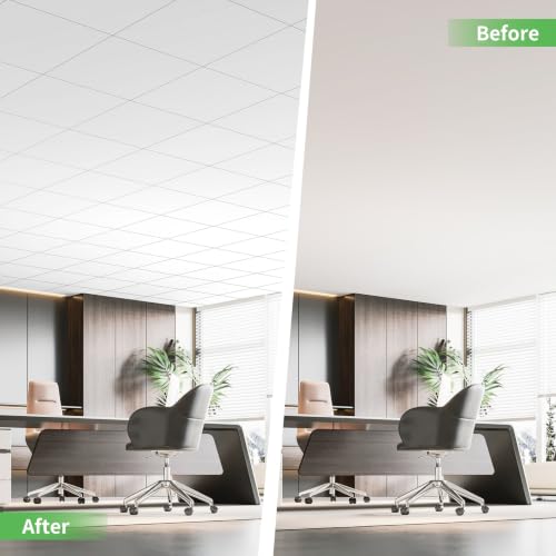 Image of Art3d PVC Ceiling Tiles 24x24 in, 24 Pcs, 96 Sq.Ft, White Smooth