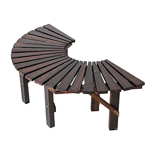 Holz-Gartenbank Baumbank-Sitz, 120 cm Halbrunde Außenbank...