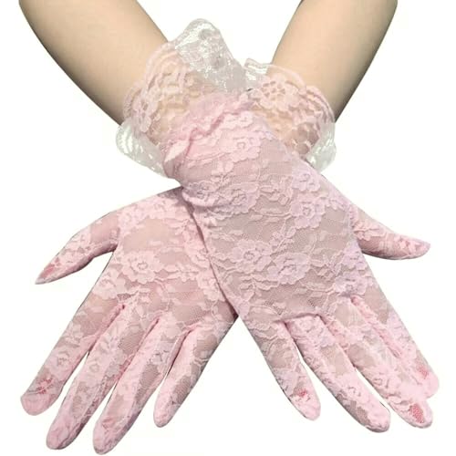 Lace Gloves, Short Summer Ladies Gloves,for Weddings,Bachelor Party, Cosplay,Tea Party,Dinners & Operas(2Pcs)