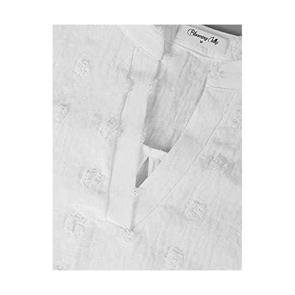 Blooming-Jelly-Womens-White-Chiffon-Blouses-Short-Sleeve-V-Neck-Shirts-Summer-Casual-Polka-Dot-Tops Blooming Jelly Womens White Chiffon Blouses Short Sleeve V Neck Shirts Summer Casual Polka Dot Tops (M,White)