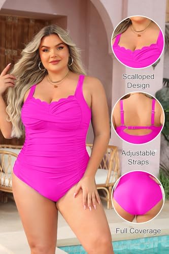 Image of Aqua Eve Womens Plus Size One Piece Swimsuit- Tummy Control Bathing Suit Full Coverage Swimwear