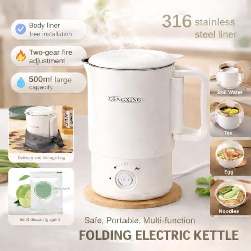 Image of MOOKA Electric Kettle 500ML, Portable Hot Water Boiler with Temperature Control, Fast Heating & Auto Shut-Off, Mini Travel Kettle for Tea, Coffee & Noodles