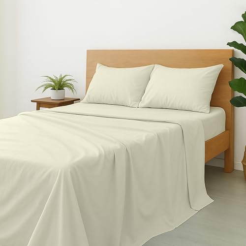 Cottinton Lane 4 Piece RV King 72 x 80 Size Sheet Set, Premium 100% Cotton Bed Sheets Sets, 16 Inch Deep Pocket with Elastic All Around, Soft & Luxurious Hotel Quality Sheets, Ivory Solid