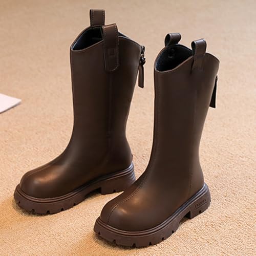 Girls Knee High Ankle Boots Zipper Thick Sole Tall Riding Booties Non 𝐒lip Fleece Lined Round Toe Soft Little Boots3