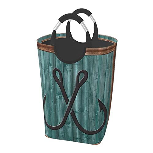 釣りルアー航海 ランドリーバスケット 洗濯ボックス 収納バッグ 大容量 折り畳み式 持ち運び 撥水 ハンドル付き 軽量 省スペース おしゃれ 適した ホテル ユーティリティルーム トイレ キッチン(50l 32*28*57.5cm)