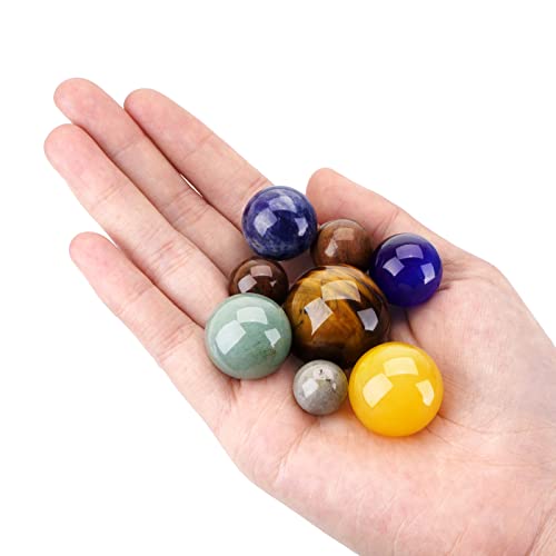 8 Planets Handmade Natural Gemstone Solar System Model Set Office Desk Home Decorations Celestial Creative Gift For Kids, Men, Women #TOP6