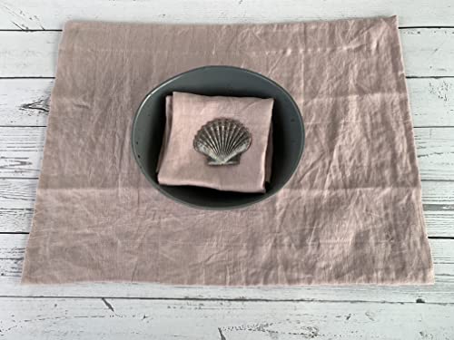 Eight Owls Stonewashed Linen Placemats – 15” X 20”– Set Of 4 - 100% Pure Linen Cloth - Mitered Corners – 2" Hem – Coast - Dusk #TOP1